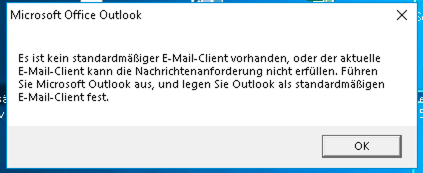 Email Cilent kann nicht gefunden werde